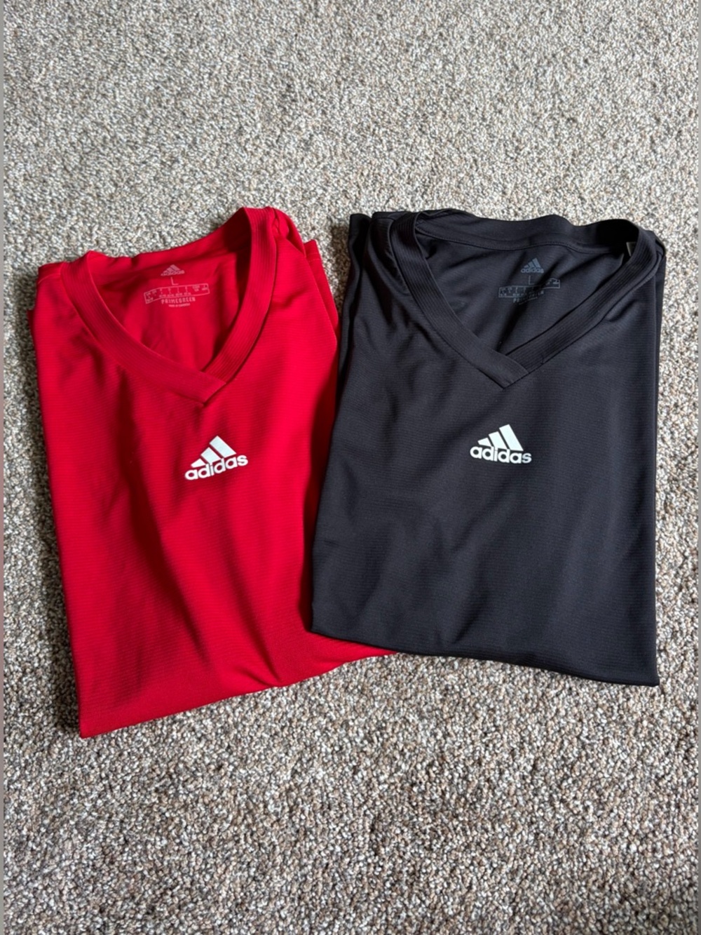 Multi Adidas Base Team Long Sleeve Performance Tees in Black & Red Sleeves Sz L